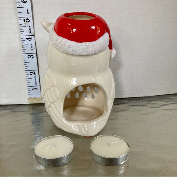 SANTA OWL Holiday Candle Holder with 2 Tea Candles Mainstays 3.62 x 3.7 in - Picture 7 of 11